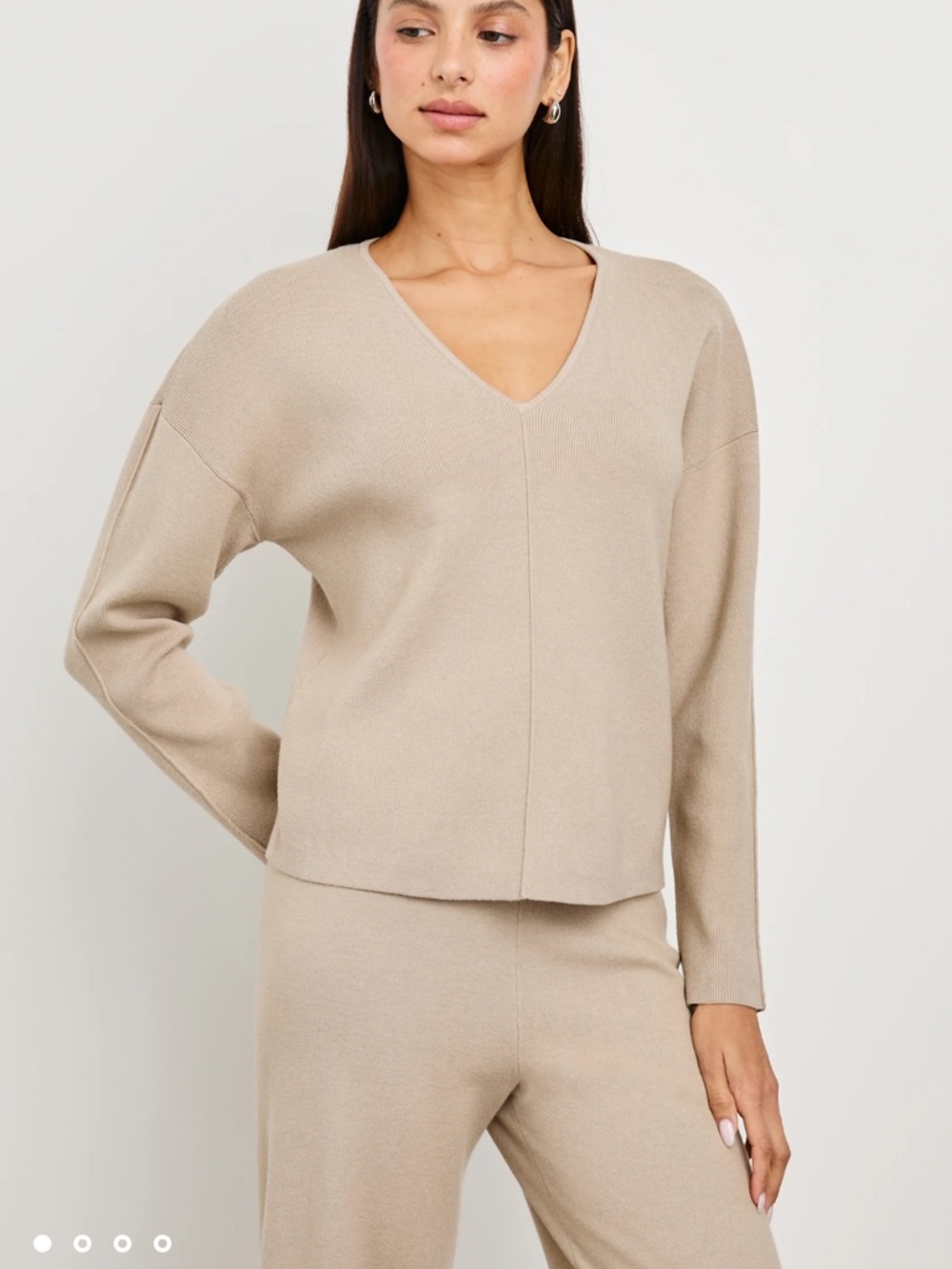 Rails V-Neck Knit Sweater in Taupe